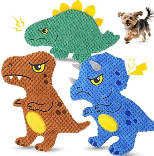 KIPRITII No-Stuffing Squeaky Dog Toys, 3-Pack Puppy Toys for Small Dogs