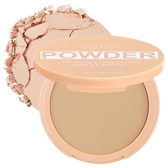 Pressed Matte Face Powder Makeup & Setting Powder for Poreless Wrinkle Blurring Contour Concealer Finishing,Lightweight,High Coverage,Shine Control, Dark Brown-Matte