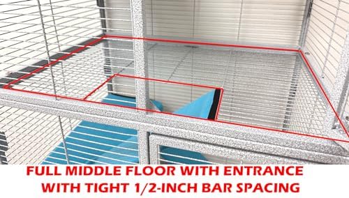 X-Large 31"x18.5"x53.5"H 4-Tiers Deluxe Two Full Story Double Unit Double Large Front Doors Tight 1/2-inch Wire Spacing for Feisty Ferret Hammock Chinchilla Cat Sugar Glider Critter Home On Wheels