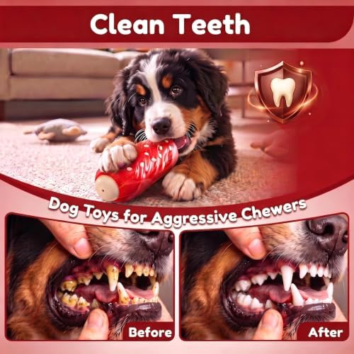 Squeaky Dog Chew Toys, Interactive Tough Indestructible Dog Toys for Aggressive Chewers, Medium to Large Dogs, Indoor & Outdoor Use