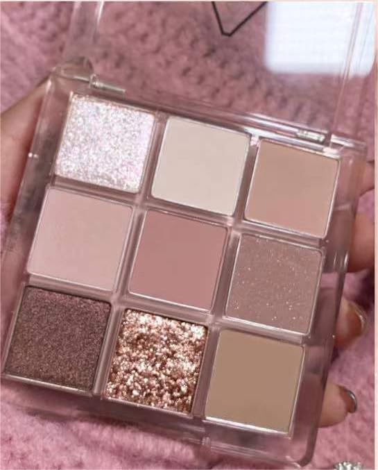Kayswang 9 colors glitter eyeshadow palette makeup palette matte high pigment color cream texture natural eye shadow powder eye shadow palette in autumn and winter long lasting and waterproof (purple)