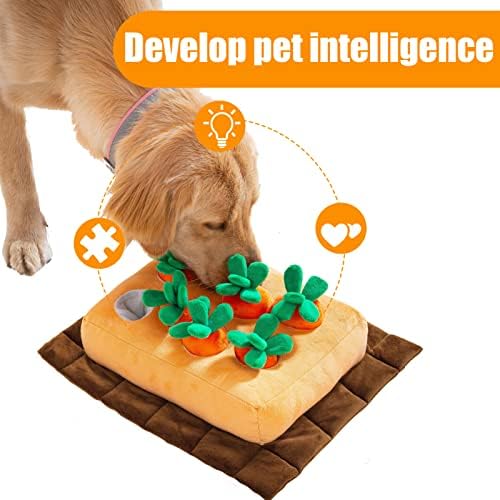JOYELF Hide and Seek Plush Dog Toys, Interactive Squeak Dog Toys Teething Chew Toys Plush Carrot Field Educational Toys for Small Medium Large Dogs and Cats with 8 Carrots