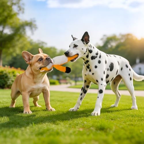 3Pack No Stuffing Dog Squeaky Toys, Plush with Crinkle Attract Medium Small