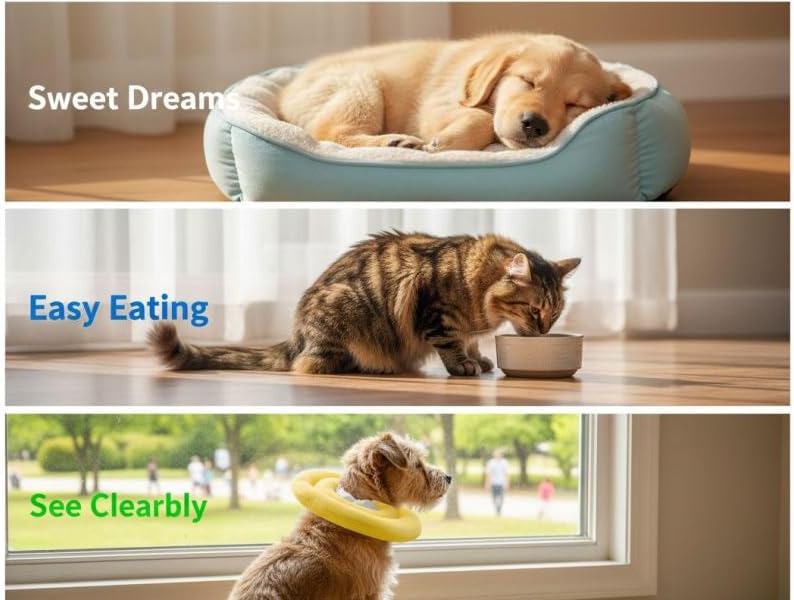 Soft Dog Cone M Size 11.8 in, Yellow Recovery Dog Donut Collar, Double Layer Cat Neck Cones, Polyester Pet Elizabethan E Collar, Lightweight Cone for Bite and Lick Control
