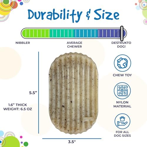 SodaPup Potato Chip – Durable Dog Chew & Enrichment Toy Made in USA from Non Toxic Pet Safe Food Safe Nylon for Aggressive Chewers, Mental Stimulation, Clean Teeth, Fresh Breath, & Problem Chewing