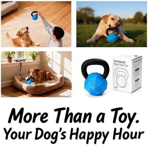 MECOOL Indestructible Dog Toy for Aggressive Chewers - Heavy Duty Chew Ring with Durable Nylon and Treat Dispenser Rubber Base, Interactive Food Puzzle Dog Chew Toy,Large Blue