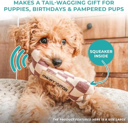 Haute Diggity Dog Chewy Vuiton Bone Plush Dog Toy, Designer Parody Toy