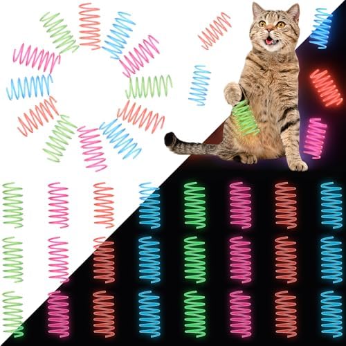 Sosation 24 Pcs Glow in The Dark Springs Cat Toys Kittens