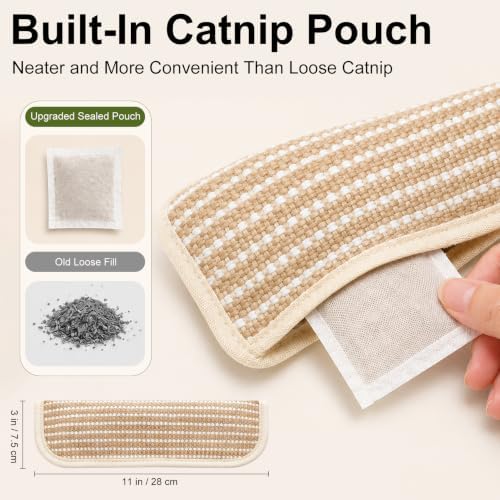 Cat Toys, 2 Pack Sisal Catnip Pillow Toys with Crinkle Sound