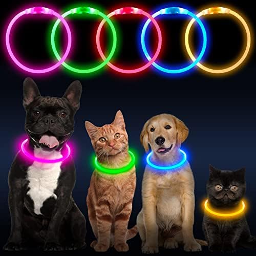Flashseen LED Dog Collar, USB Rechargeable Glow Lighted up Collar, Green