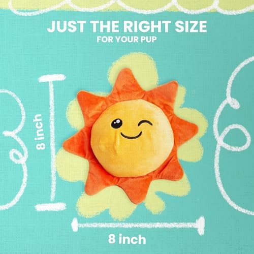 SnugArooz: Sweet Sunshine - 2-in-1 Dog Toy, Ball Hidden in The Plush, Soft Sun Character, Squeak-Crinkle, Pet Multi-Sensory Play, Cuddle-Fetch-Chew