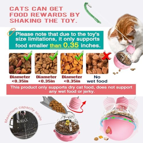 Cat Interactive Toys for Indoor Cats Kitten Wand Toy Weight Loss Lose Kitty Tracking Balls Slow Food Dispenser Feeder Treat Dispensing Feeding Pet Supplies Tumbler Design Durable Non-Toxic