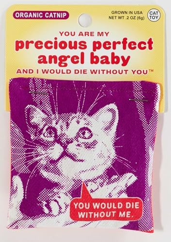 Blue Q Catnip - Cute Cat Toys for Biting w/Funny Graphics - Precious Angel