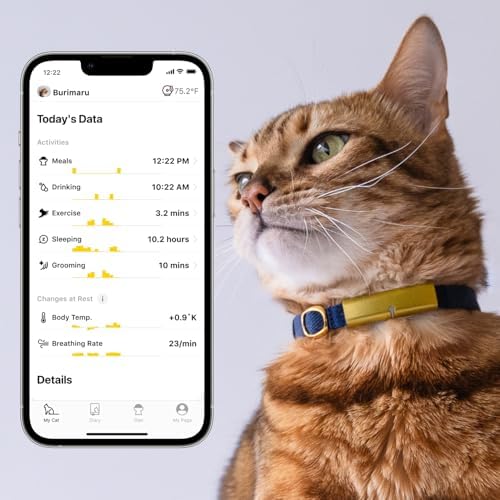 Health Tracker for Cats - Smart Cat Collar with Safety Breakaway Buckle for Indoor Cats, Wellness Alerts, Real-time Monitoring (White×Jasmine,S)