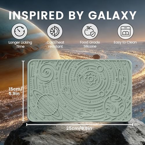 OHMO Lick Mat for Dogs&Cats, Space Pattern, 6×10", 2pcs, Light Blue&Sage Green