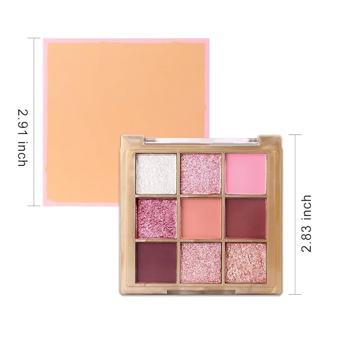 Matte Sparkling Eye Shadow Palette,Neutral Nude Smoky Glitter Powder Eyeshadow for Older Women,High-Pigment Eye Makeup, Naturing-Looking Travel Size Makeup Pallete (Matte Glitter-Pink)