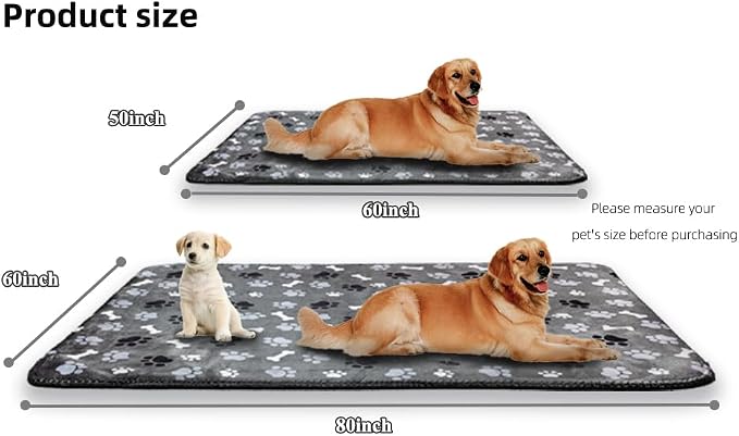 Waterproof Pet Blanket for Dogs and Cats, Soft Sherpa Fleece Throw Blanket 50 * 60inch Grey Paw