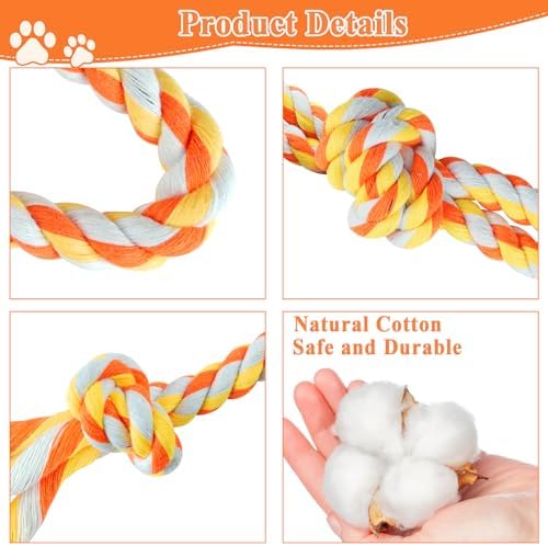 ASOCEA 5 Pack Cotton Rope Toys for Puppy Teething Small Dogs Orange