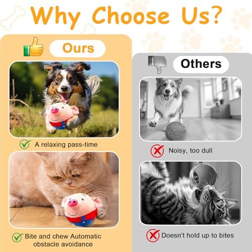 Interactive Dog Toys, Active Moving Pet Plush Toy, 2026 Upgraded Rechargeable Squeaky Dog Ball Toy with Recording Sound, Washable Cartoon Pig Plush Toy for Dogs Puppies (Blue)