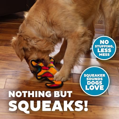 Outward Hound Durablez Medium Gecko Stuffing-Free Squeaky Plush Dog Toy for Puppies & Dogs - Interactive, Soft Yet Tough, No Mess, Jumbo Squeaker, Long-Lasting Play, 13.75 inch, Orange