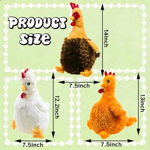 Squeaky Stuffed Dog Toys – Fat Plush Chicken Chew Toy, Cute & Funny Interactive Puppy Toy for Small, Medium & Large Dogs(Orange Chick)