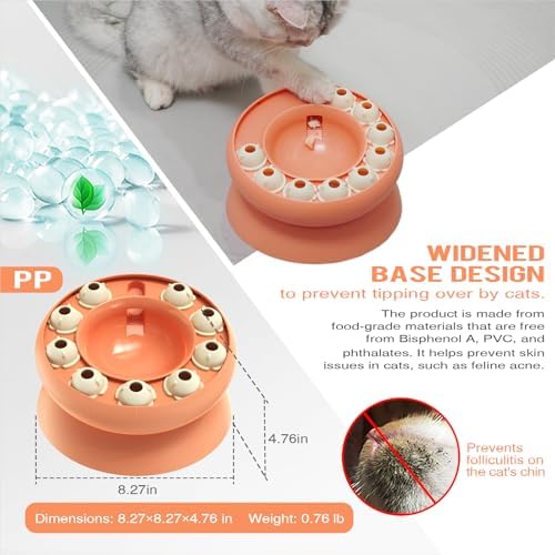 Cat Puzzle Toy Treat Dispenser Kitten Weight Loss Bowl Puzzles Slow Feeder Food Dispensing Kitty Enrichment Toys Brain Mental Stimulation Healthy Eating Mind Games Pink