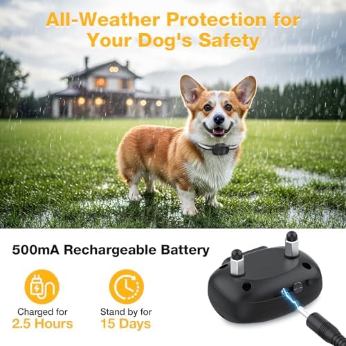 MASBRILL In-Ground Fence for 1 Dog – Waterproof Rechargeable Collars