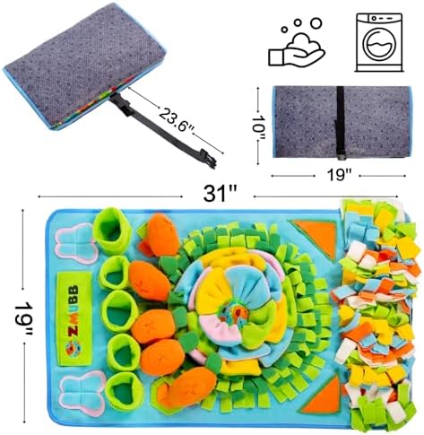 Pet Snuffle Mat for Dogs Sniff Mat Nosework Feeding Mat Slow Feeder Interactive Dog Puzzle Toys for Training and Stress Relief Encourages Natural Foraging Skills (31''x19''（Blue）)