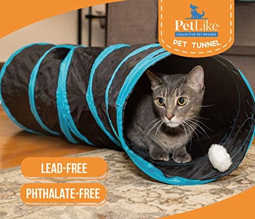 PetLike S Way Cat Tunnel Collapsible Pop-up Pet Tube Hideaway Play Toy with Ball (S-Way, Brown)