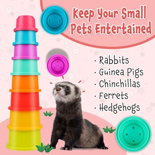 SKYWHALE Bunny Toys Stacking Cups, 8PCS Plastic Nesting Toys for Small Pets