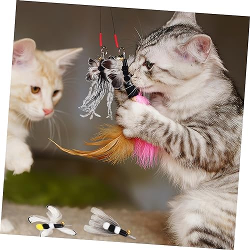 FRCOLOR 6pcs Interactive Cat Teaser Replacement Toys Bell Realistic for Indoor Play Easy to Switch Between Cat Wands Variety for Pet Entertainment