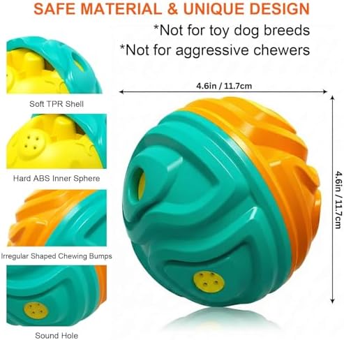 Dog Giggle Ball for Aggressive Chewers, Squeaky Interactive Toy
