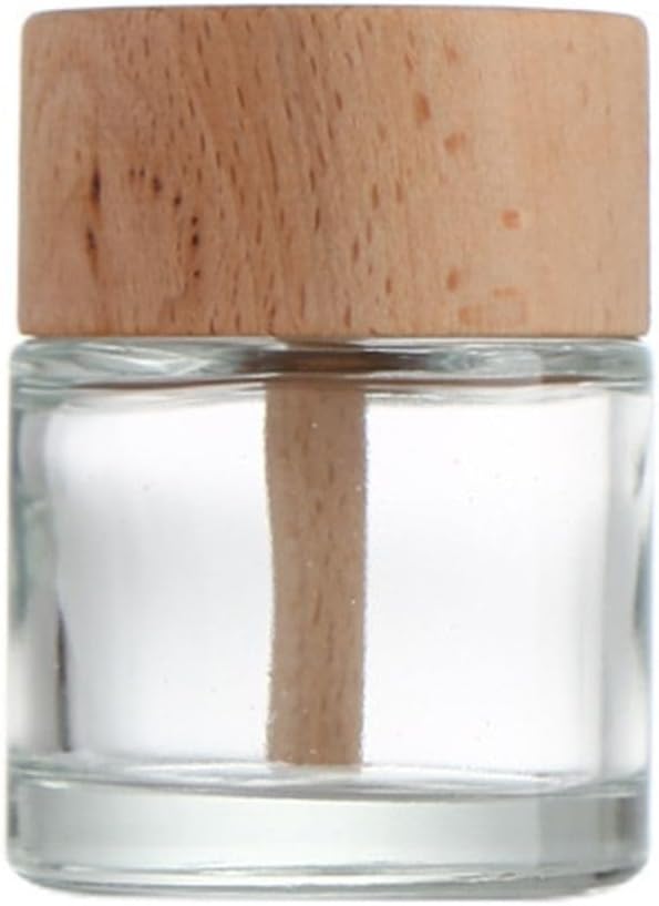 Wood Cap Diffuser Bottles 30ml/50ml - Handcrafted Glass Diffuser with Natural Wood Lid, Refillable Aromatherapy Bottles for Essential Oils(50ml)