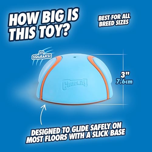 Chuckit! Indoor Super Slider Self-Fetch Squeaky Dog Toy, Durable Rubber
