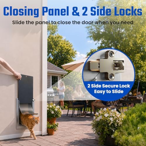 Cat Door for Wall, Small Pet Door, Heavy Duty Doggy Door, All Aluminum Frame, 2 Magnetic Flaps, Energy Efficient, Telescoping Tunnel, Sliding Lock Panel, Easy to Install (Pets Up to 22 LB) | 2 Magnetic Flaps, Energy Efficient, Wide Telescoping Tunnel, ...