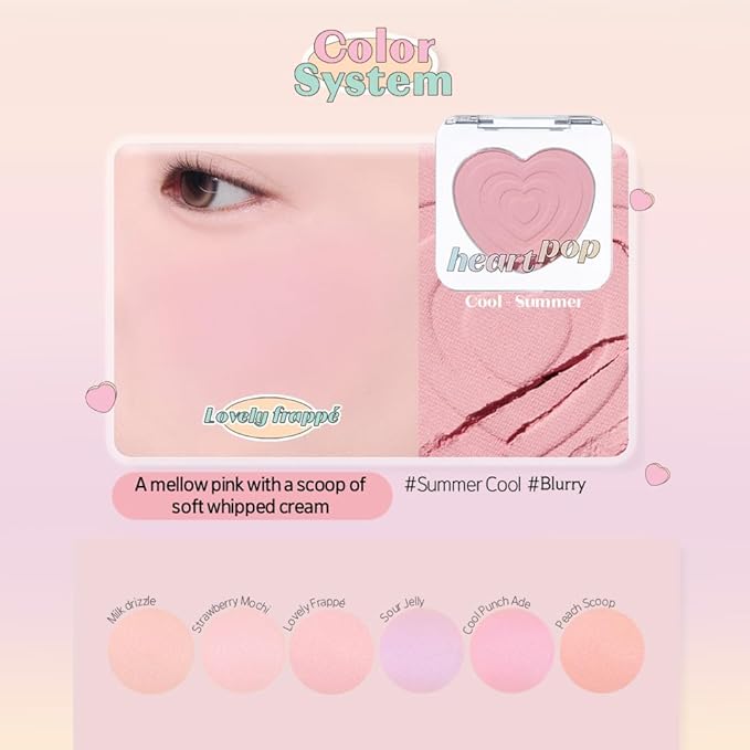 ETUDE Heart Pop Duo Blush, Sweet Beige Pink Cheek Colors, Natural Radiance & Glossy Finish, Layering Formula, Compact 0.2 oz – Lovely Frappe