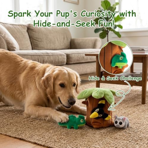 Hollypet Squeaky Hide and Seek Dog Toys for Small and Medium Dogs, Baobab