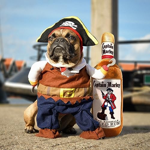 Bark Bros - Liquor Bottle Dog Toy - Plush Squeaky Dog Toys Funny Drink Parody - Alcohol Dog Toy - Dog Birthday Toy - Cute Dog Toys - Puppy Gifts - Puppy Stuff - Dog Stuff (Large, Captain Marley)