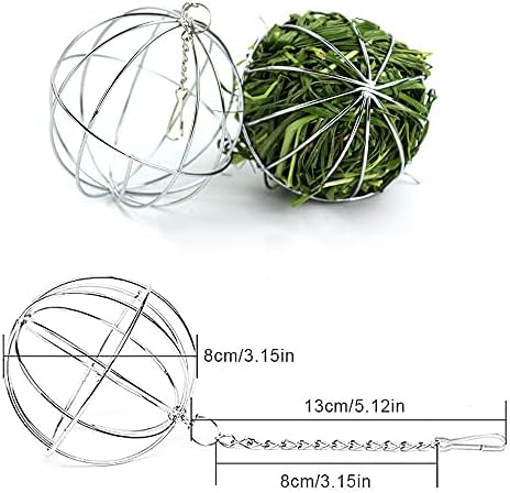 4 PCS Hay Feeder Ball, Hay Rack Ball, Small Animal Stainless Steel Grass Ball Grass Rack Ball for Rabbit Guinea Pig Hamster Hay Dispenser Hanging Ball Feeder Toy Rabbit Pet Supplies