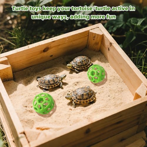 Turtle Foraging Feeder Ball with Hanging Chain – Turtles Feeding Toy, Interactive Reptile Toy for Aquatic Turtles and Tortoises, Fruit & Vegetable Holder for Box Turtle Habitat Accessories