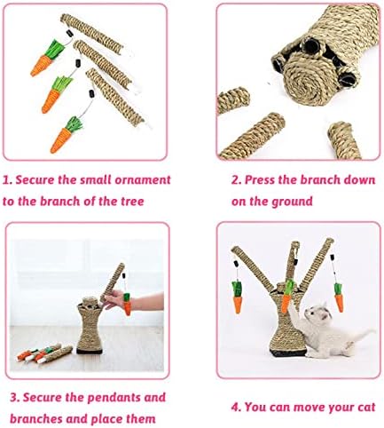 Hamiledyi Pet Rabbit Toy Tree Bunny Fun Chew Toy Rattan Grass Scratcher