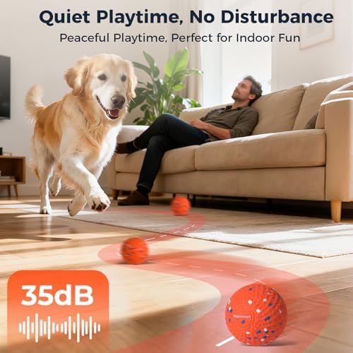 2-Pack Interactive Dog Toys, Smart Automatic Bouncing Vibrating Washable Dog Ball, Durable Pet-Safe E-TPU Material, Type-C Charging, Anti Boredom Dog Toys to Keep Them Busy for Medium & Large Dogs