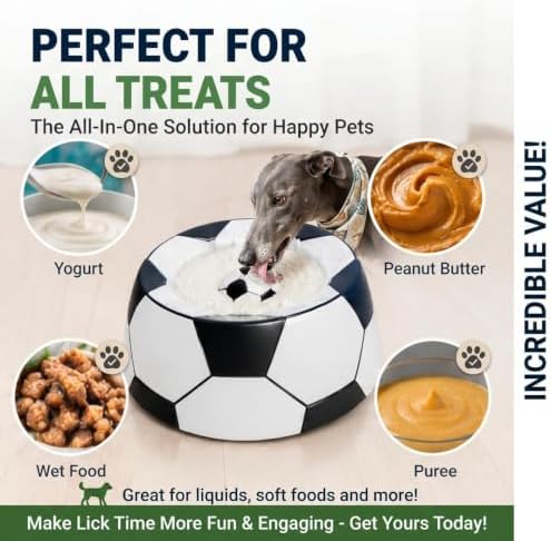 SAVAN IPA Slow Feeder Dog Bowls for Liquid with Rolling Ball, Interactive Lick Bowl Anti-Slip Slow Feeder for Wet Food, Water & Treats Lick Toy for Dogs Cats Large Medium Small (Black and White)