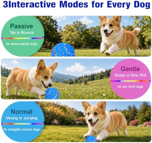 Remote-Controlled Interactive Dog Toy Ball, 3 Play Modes with Barking Sounds & LEDs, Automatic Rolling E-TPU Soft Toy with Tug Rope for Small, Medium, and Large Dogs Boredom