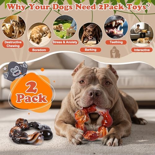 Gorilla 2Pack Indestructible Dog Chew Toys for Aggressive Chewers