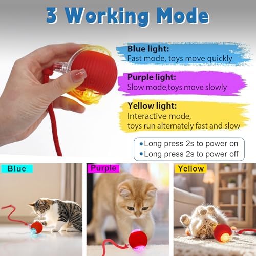 Interactive cat Toys for Indoor Cats, Speedy Tail 3.0 Cat Toy, Motion Activate cat Toy Ball，Automatic Toys for Bored Indoor Cats, Speedy Tail 2.0 Cat Toy, Rechargeabl