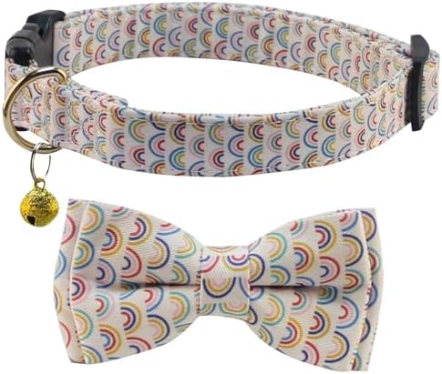 Yizepet Dog Collar with Bow Tie- Adjustable pet Collar for Dogs with Plastic Buckle Collar, Stylish Pattern for Small Medium or Large Boy and Girl Dog and Cat