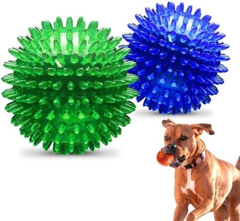 PetSport Gorilla Ball - Dog Toy Ball, Chew Toys for Aggressive Chewers, Interactive Squeaky Toy, Durable, Light & Bouncy, Assorted Colors, All Dogs - 4" Inch, Large (Pack of 2)