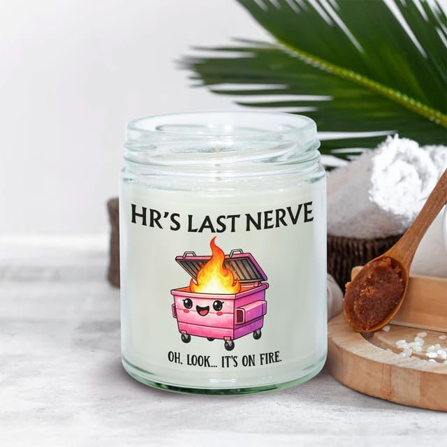 HR Candle Vanilla Scented - 9oz Soy Wax Clean Burning, Human Resources Gifts for Women, Funny HR Professionals Day Gifts