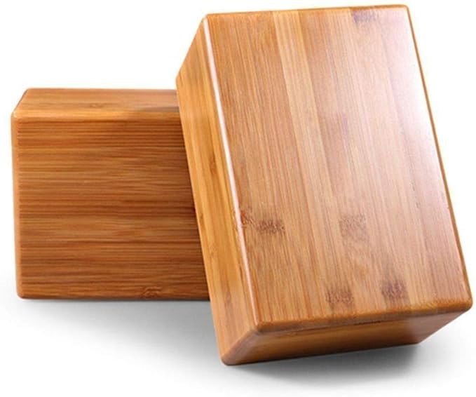 Bamboo Yoga Block (2 PCS), Bamboo Handstand Block,Support Brick to Deepen Poses, Improve Strength and Aid Balance and Flexibility